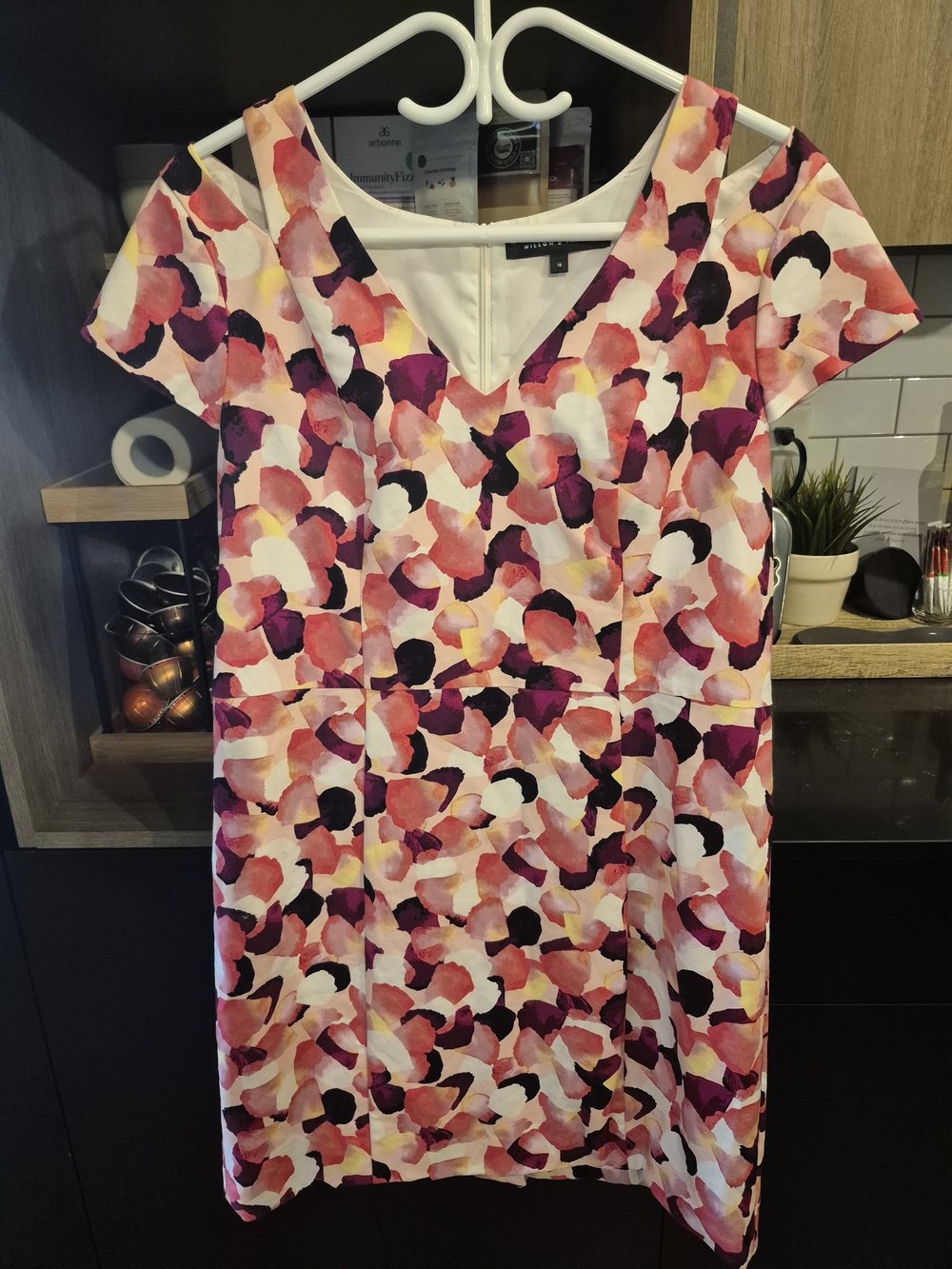 Floral Watercolor V-Neck Dress in Pink